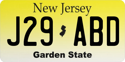 NJ license plate J29ABD