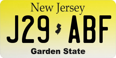 NJ license plate J29ABF