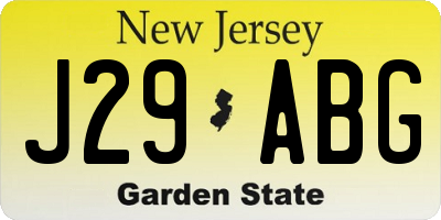 NJ license plate J29ABG