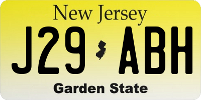 NJ license plate J29ABH