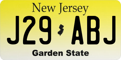 NJ license plate J29ABJ