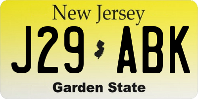 NJ license plate J29ABK