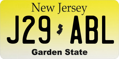 NJ license plate J29ABL