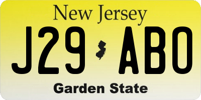 NJ license plate J29ABO