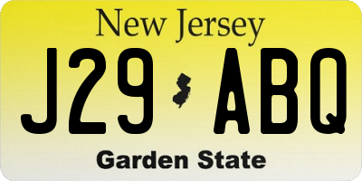 NJ license plate J29ABQ