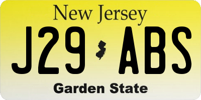 NJ license plate J29ABS