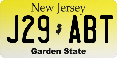 NJ license plate J29ABT