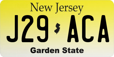 NJ license plate J29ACA