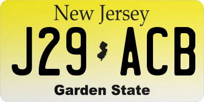 NJ license plate J29ACB