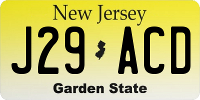 NJ license plate J29ACD