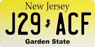 NJ license plate J29ACF