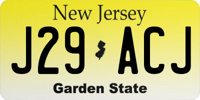 NJ license plate J29ACJ