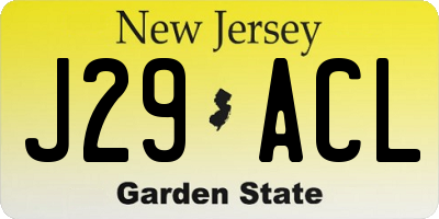 NJ license plate J29ACL