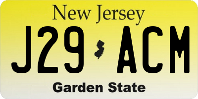 NJ license plate J29ACM