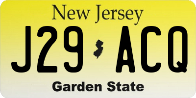 NJ license plate J29ACQ