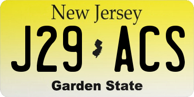 NJ license plate J29ACS