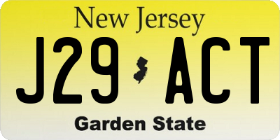 NJ license plate J29ACT