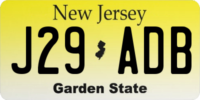 NJ license plate J29ADB