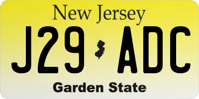 NJ license plate J29ADC