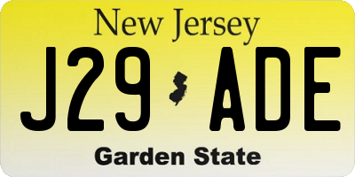 NJ license plate J29ADE