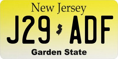 NJ license plate J29ADF