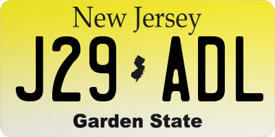 NJ license plate J29ADL