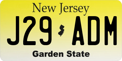 NJ license plate J29ADM