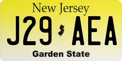 NJ license plate J29AEA