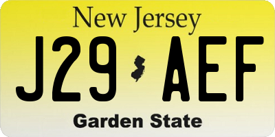 NJ license plate J29AEF