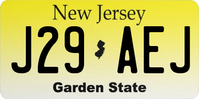 NJ license plate J29AEJ