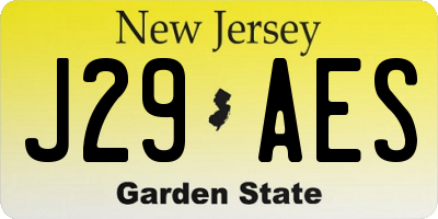 NJ license plate J29AES