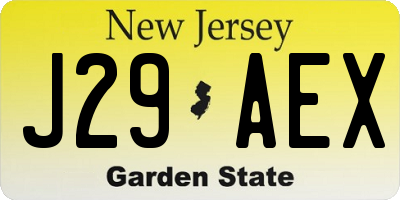 NJ license plate J29AEX
