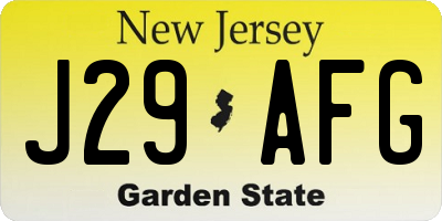 NJ license plate J29AFG