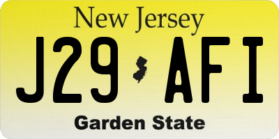 NJ license plate J29AFI