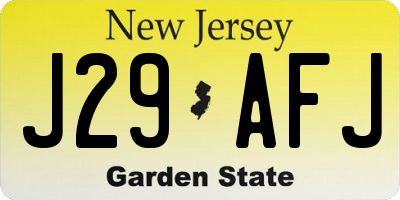NJ license plate J29AFJ