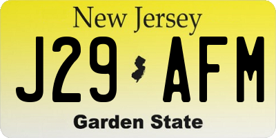 NJ license plate J29AFM
