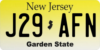 NJ license plate J29AFN