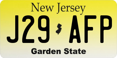 NJ license plate J29AFP