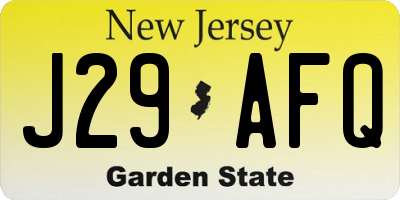 NJ license plate J29AFQ