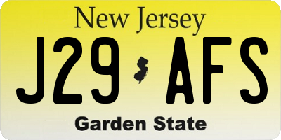 NJ license plate J29AFS