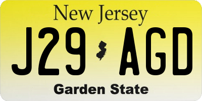 NJ license plate J29AGD