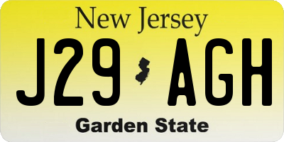 NJ license plate J29AGH