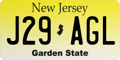 NJ license plate J29AGL