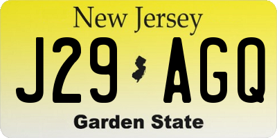 NJ license plate J29AGQ