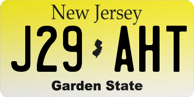 NJ license plate J29AHT