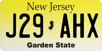 NJ license plate J29AHX