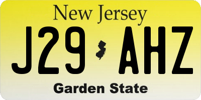NJ license plate J29AHZ