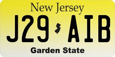 NJ license plate J29AIB