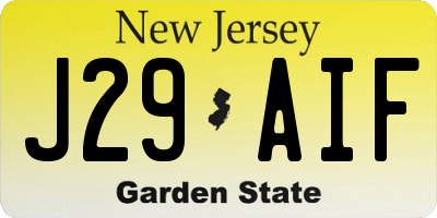NJ license plate J29AIF
