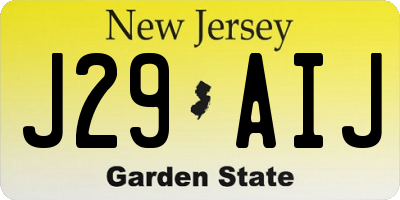NJ license plate J29AIJ